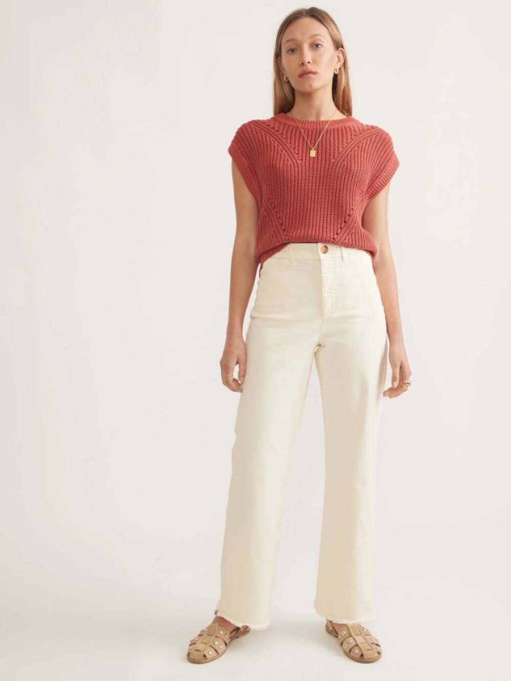 Marine Layer Bridget Full Length Pant Cream Size 2